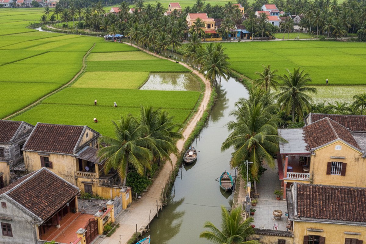 Rice paddy path Cam Chau